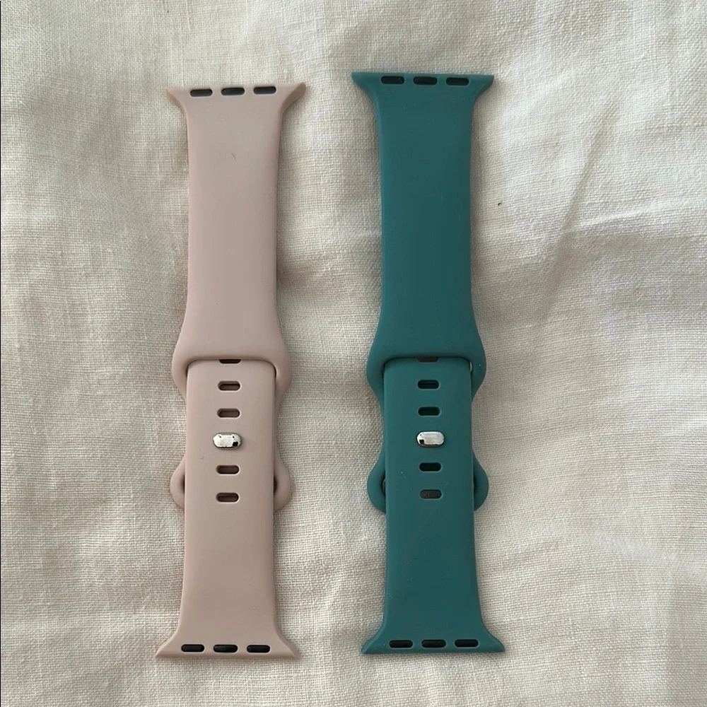 NEW Set of Two Silicone Apple Watch Bands - Pink and Teal 38MM